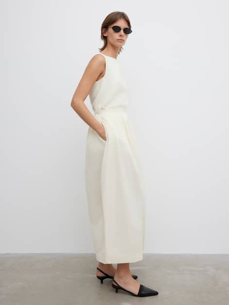 Curve Field Work Pleated Skirt
