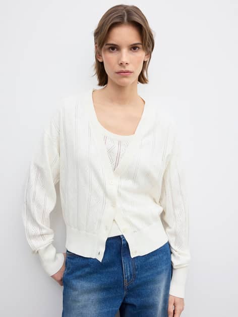 Mara Pointelle Cardigan (Cherry) main image 0