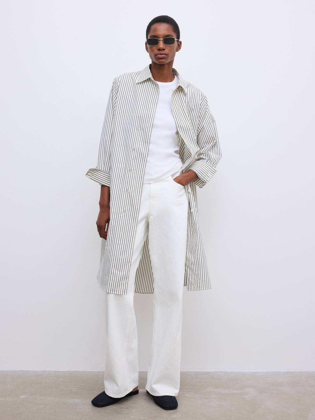 専用 Strip Asymmetrical Shirt Dress Shop - Asymmetric dress - Official Online Store