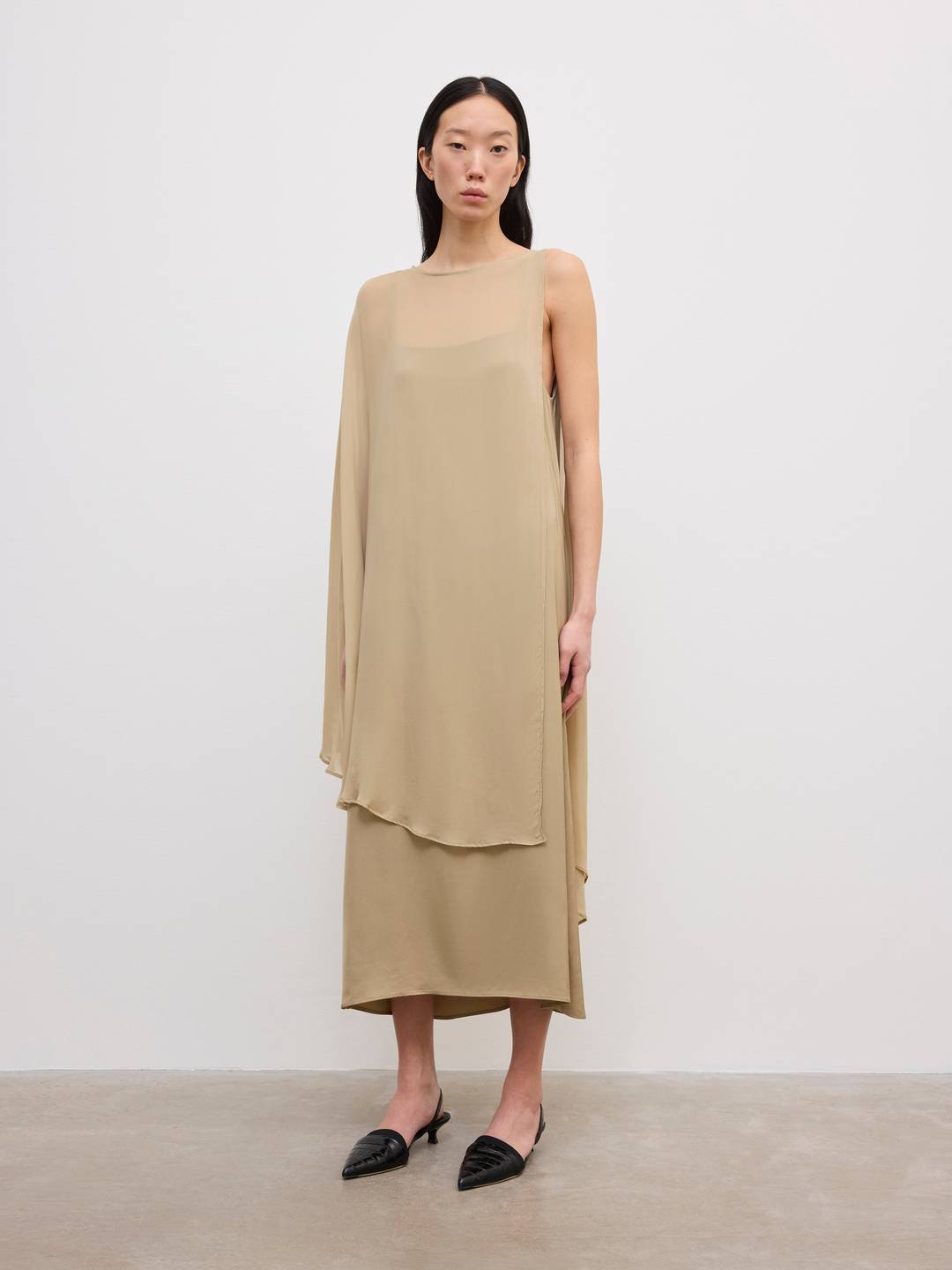 beige chiffon dress Fortuna Dress - Beige
