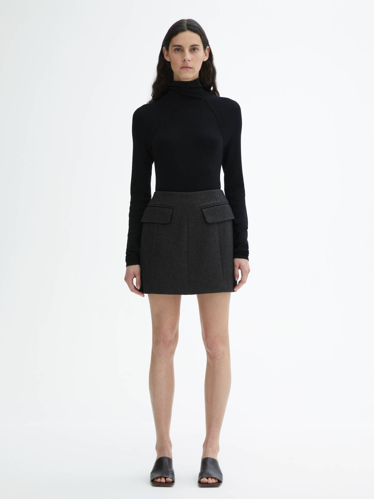 Wool Mini Skirt - Antracite Grey