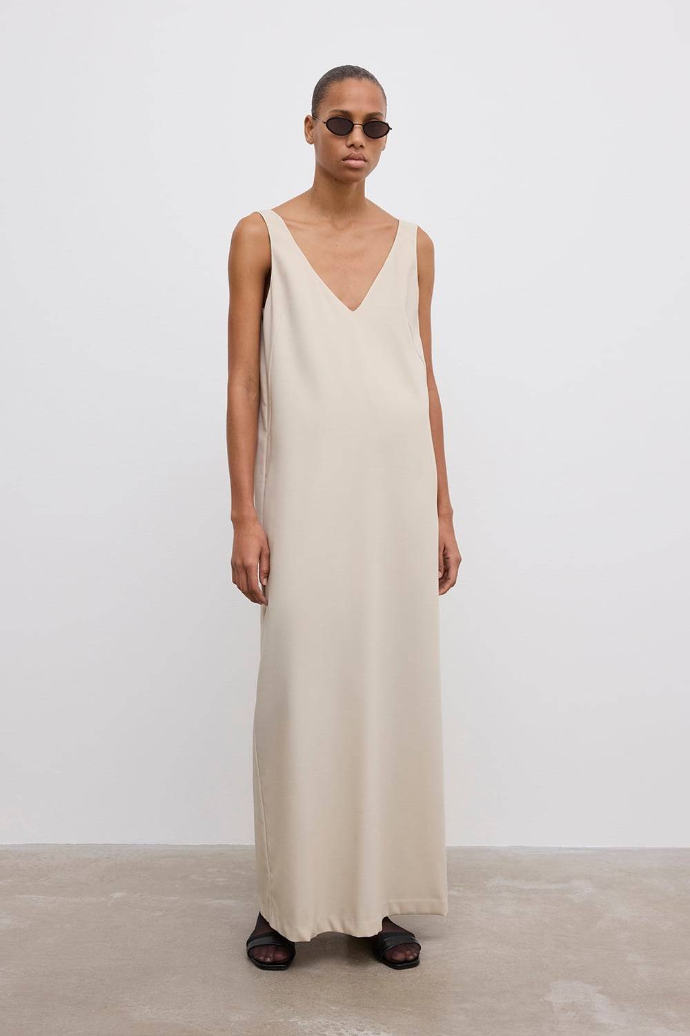Wool V-Back Dress
