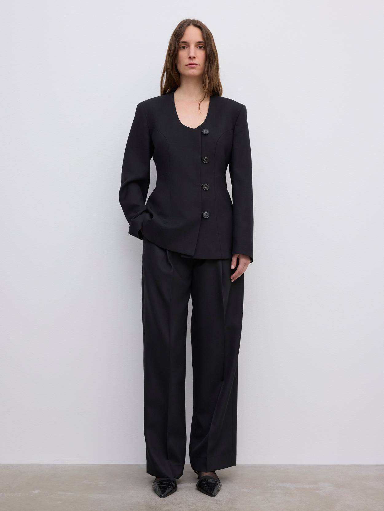 Collarless blazer
